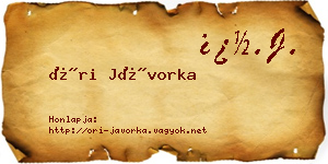 Őri Jávorka névjegykártya